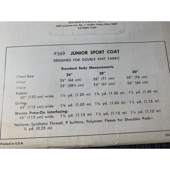 Kwik Sew Boys Junior Sport Coat Sewing Pattern Chest sz 26-30 369 - uncut - Picture 5 of 10